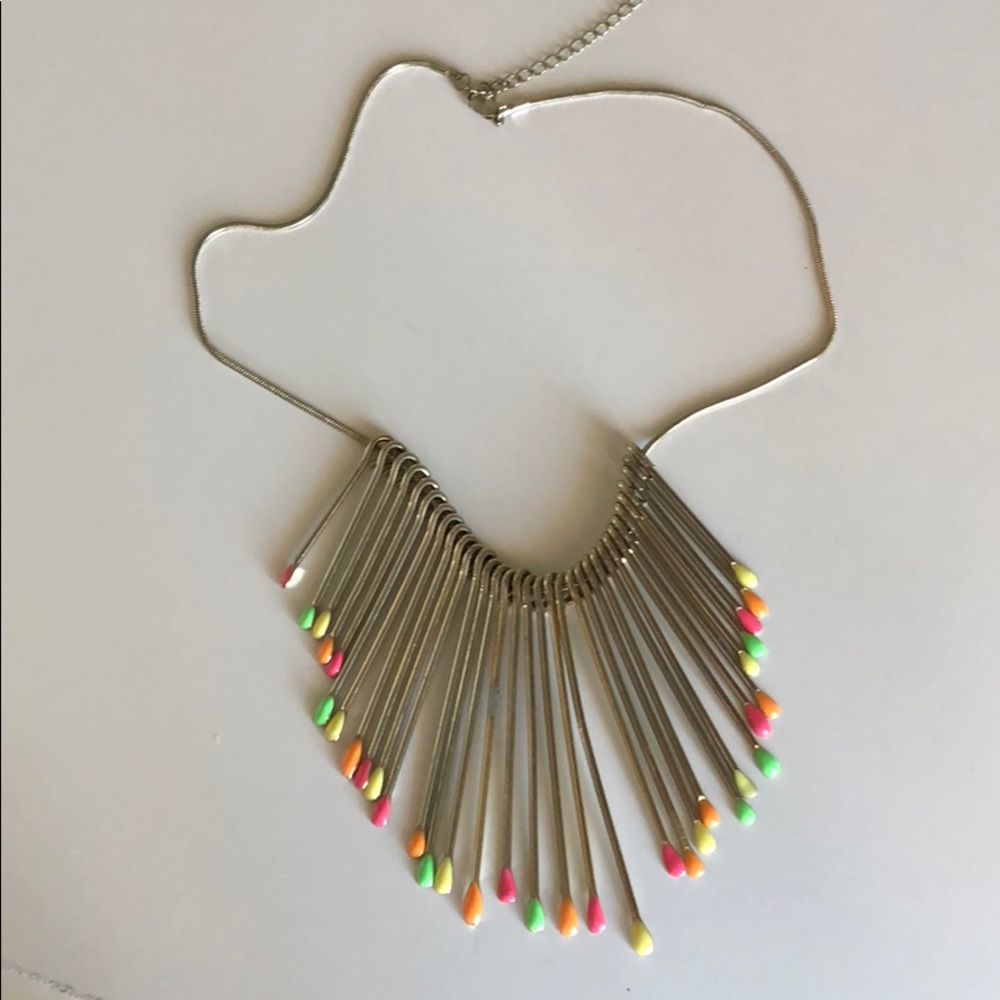 Icing Gold statement fringe metal necklace dipped in neon colors